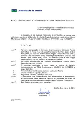 Resolução do Conselho de Ensino, Pesquisa e Extensão nº 0033/2015