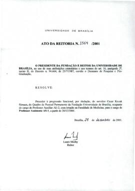 Ato da Reitoria nº 1564/2001