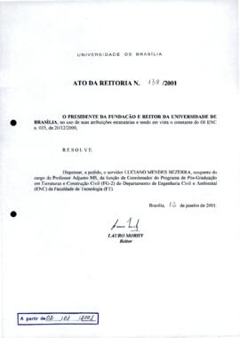 Ato da Reitoria nº 0138/2001