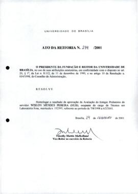 Ato da Reitoria nº 0284/2001