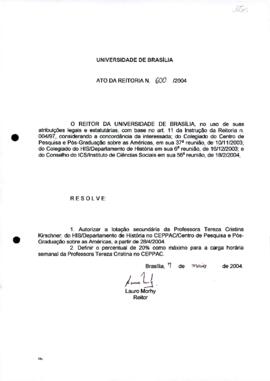 Ato da Reitoria nº 0600/2004