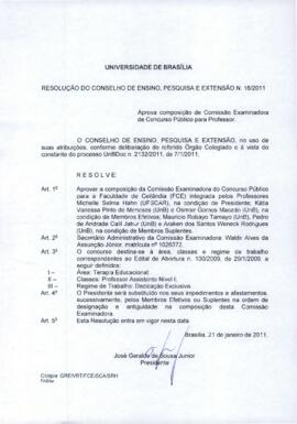 Resolução do Conselho de Ensino, Pesquisa e Extensão nº 0016/2011