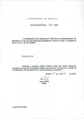 Ato da Reitoria nº 0549/2002