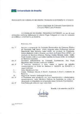 Resolução do Conselho de Ensino, Pesquisa e Extensão nº 0172/2014