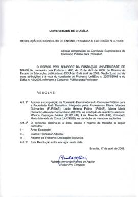 Resolução do Conselho de Ensino, Pesquisa e Extensão nº 0047/2008