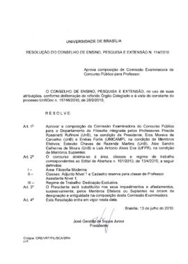 Resolução do Conselho de Ensino, Pesquisa e Extensão nº 0114/2010