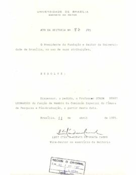 Ato da Reitoria nº 0087/1985