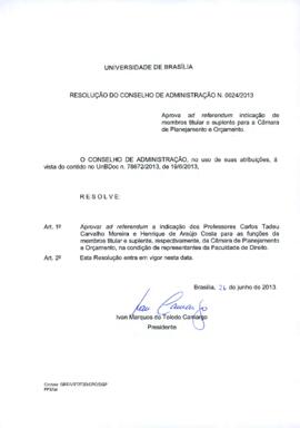 Resolução do Conselho de Administração nº 0024/2013