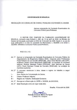 Resolução do Conselho de Ensino, Pesquisa e Extensão nº 0049/2008