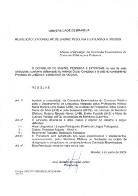Resolução do Conselho de Ensino, Pesquisa e Extensão nº 0378/2009