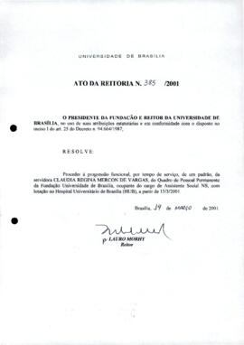 Ato da Reitoria nº 0385/2001