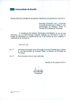 Resolução do Conselho de Ensino, Pesquisa e Extensão nº 0231/2014