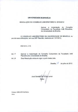 Resolução do Conselho Universitário nº 0019/2012