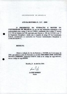 Ato da Reitoria nº 0304/2000