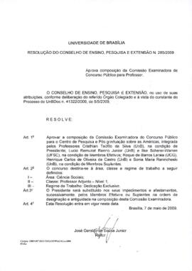 Resolução do Conselho de Ensino, Pesquisa e Extensão nº 0285/2009