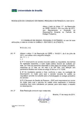 Resolução do Conselho de Ensino, Pesquisa e Extensão nº 0051/2014