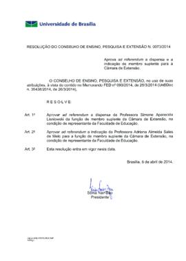 Resolução do Conselho de Ensino, Pesquisa e Extensão nº 0073/2014