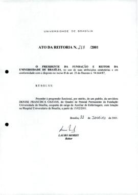 Ato da Reitoria nº 0218/2001