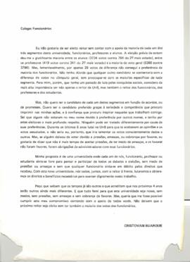 Cartas aos funcionários e estudantes da UnB.