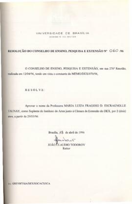 Resolução do Conselho de Ensino, Pesquisa e Extensão nº 0060/1996