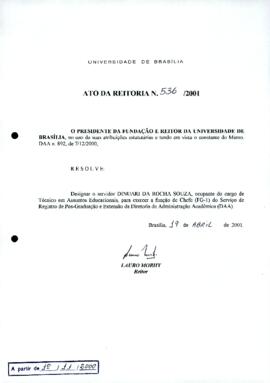 Ato da Reitoria nº 0536/2001