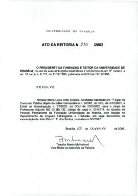 Ato da Reitoria nº 0270/2002