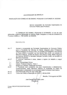 Resolução do Conselho de Ensino, Pesquisa e Extensão nº 0503/2009