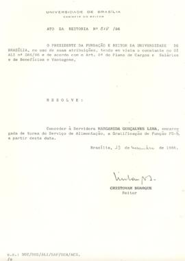 Ato da Reitoria nº 0518/1986