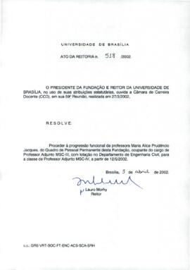 Ato da Reitoria nº 0518/2002
