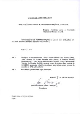 Resolução do Conselho de Administração nº 0063/2013
