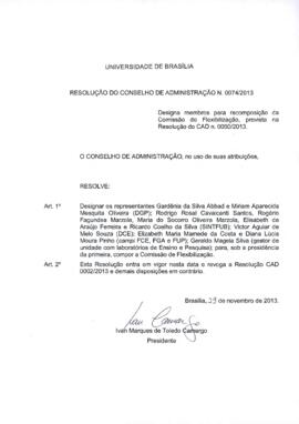 Resolução do Conselho de Administração nº 0074/2013