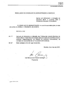 Resolução do Conselho de Administração nº 0022/2016