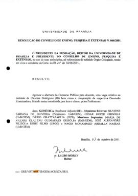 Resolução do Conselho de Ensino, Pesquisa e Extensão nº 0066/2001