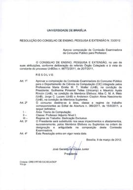 Resolução do Conselho de Ensino, Pesquisa e Extensão nº 0033/2012