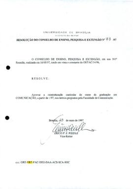 Resolução do Conselho de Ensino, Pesquisa e Extensão nº 0073/1997