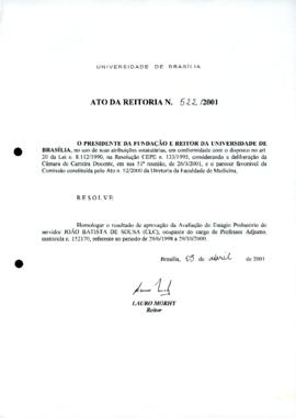 Ato da Reitoria nº 0522/2001