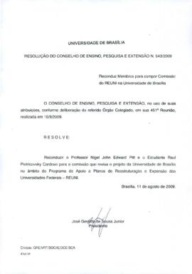 Resolução do Conselho de Ensino, Pesquisa e Extensão nº 0543/2009