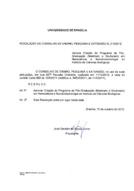 Resolução do Conselho de Ensino, Pesquisa e Extensão nº 0210/2012