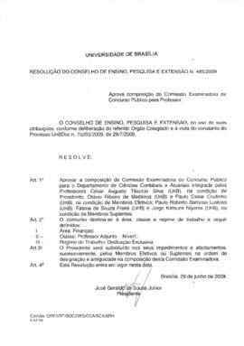 Resolução do Conselho de Ensino, Pesquisa e Extensão nº 0485/2009