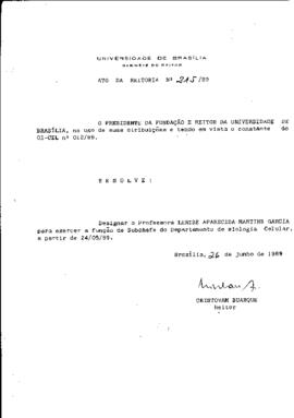 Ato da Reitoria nº 0215/1989