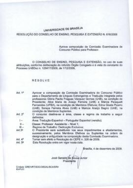 Resolução do Conselho de Ensino, Pesquisa e Extensão nº 0616/2009