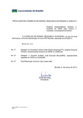 Resolução do Conselho de Ensino, Pesquisa e Extensão nº 0040/2014