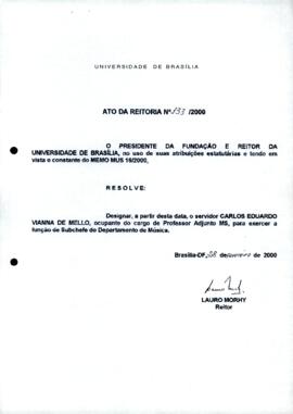 Ato da Reitoria nº 0133/2000