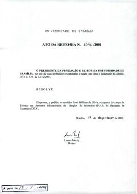 Ato da Reitoria nº 1540/2001