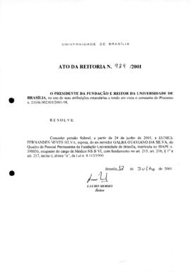 Ato da Reitoria nº 0929/2001