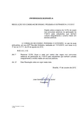 Resolução do Conselho de Ensino, Pesquisa e Extensão nº 0212/2012