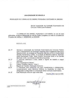 Resolução do Conselho de Ensino, Pesquisa e Extensão nº 0288/2009