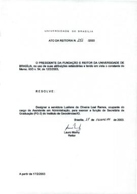 Ato da Reitoria nº 0251/2003