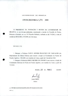 Ato da Reitoria nº 0294/2000