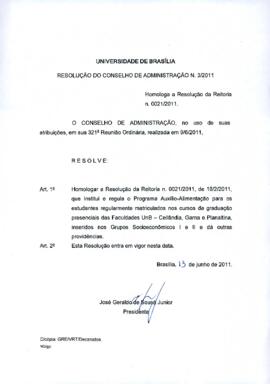 Resolução do Conselho de Administração nº 0003/2011